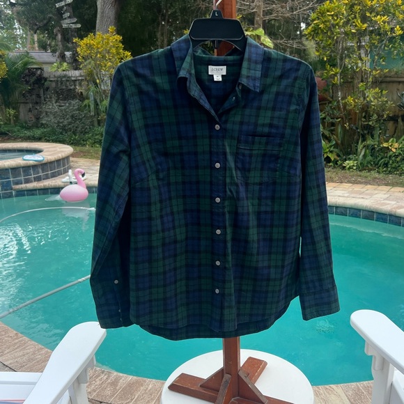 J Crew Black Watch plaid cotton poplin shirt in signature fit, Size Medium NWOT - Picture 5 of 15